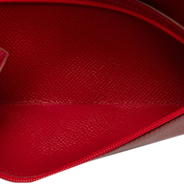 エルメス ベアン クラシック  長財布 レッド ゴールド ヴォーエプソン レディース HERMES 【中古】