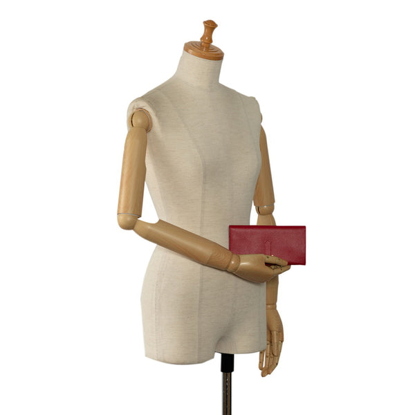 エルメス ベアン クラシック  長財布 レッド ゴールド ヴォーエプソン レディース HERMES 【中古】