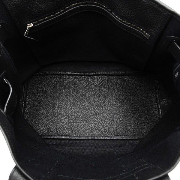 エルメス プティットサンチュール MM トートバッグ ブラック キャンバス レザー レディース HERMES 【中古】