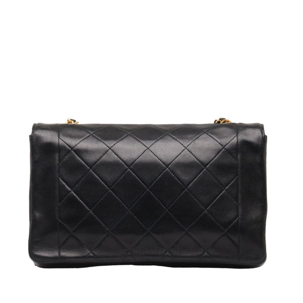 シャネル マトラッセ ダイアナ25 チェーン ショルダーバッグ ブラック ラムスキン レディース CHANEL 【中古】