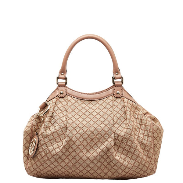 グッチ ディアマンテ スーキー ハンドバッグ トートバッグ 211944 ベージュ ピンク キャンバス レザー レディース GUCCI 【中古】
