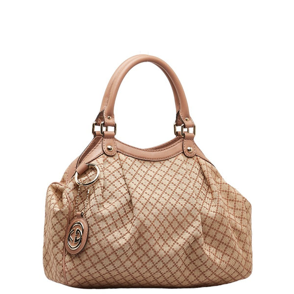 グッチ ディアマンテ スーキー ハンドバッグ トートバッグ 211944 ベージュ ピンク キャンバス レザー レディース GUCCI 【中古】