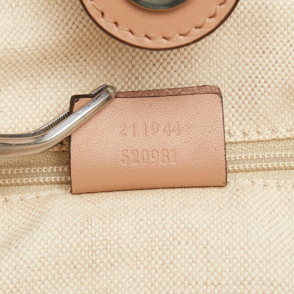 グッチ ディアマンテ スーキー ハンドバッグ トートバッグ 211944 ベージュ ピンク キャンバス レザー レディース GUCCI 【中古】