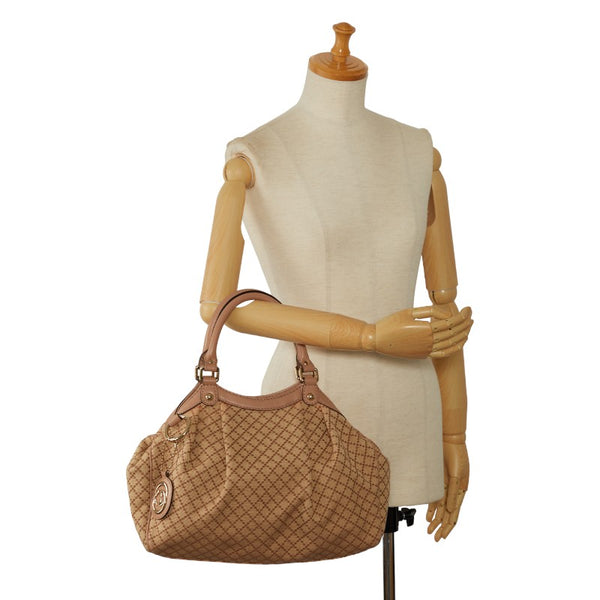 グッチ ディアマンテ スーキー ハンドバッグ トートバッグ 211944 ベージュ ピンク キャンバス レザー レディース GUCCI 【中古】