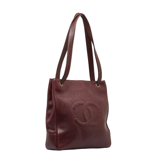シャネル ビッグココマーク トートバッグ ワインレッド キャビアスキン レディース CHANEL 【中古】