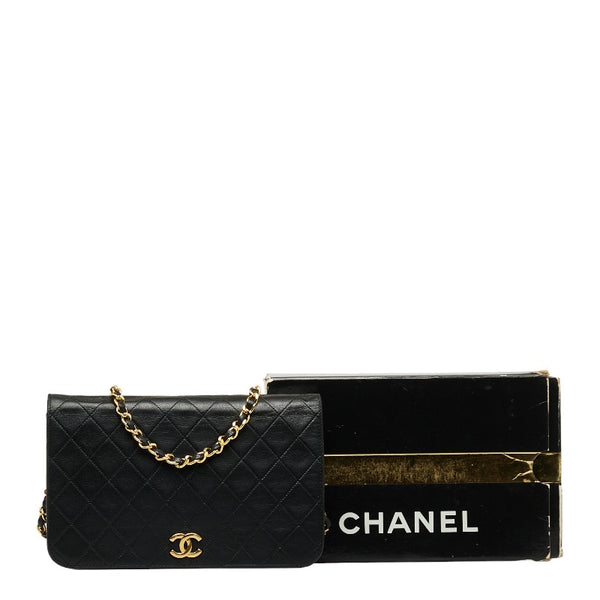 シャネル マトラッセ ココマーク プッシュロック チェーン ショルダーバッグ ブラック ラムスキン レディース CHANEL 【中古】
