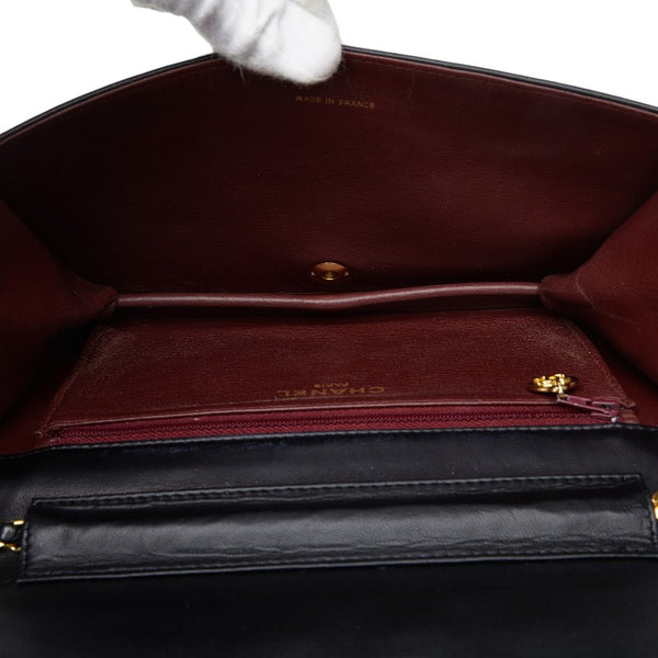 シャネル マトラッセ ココマーク プッシュロック チェーン ショルダーバッグ ブラック ラムスキン レディース CHANEL 【中古】