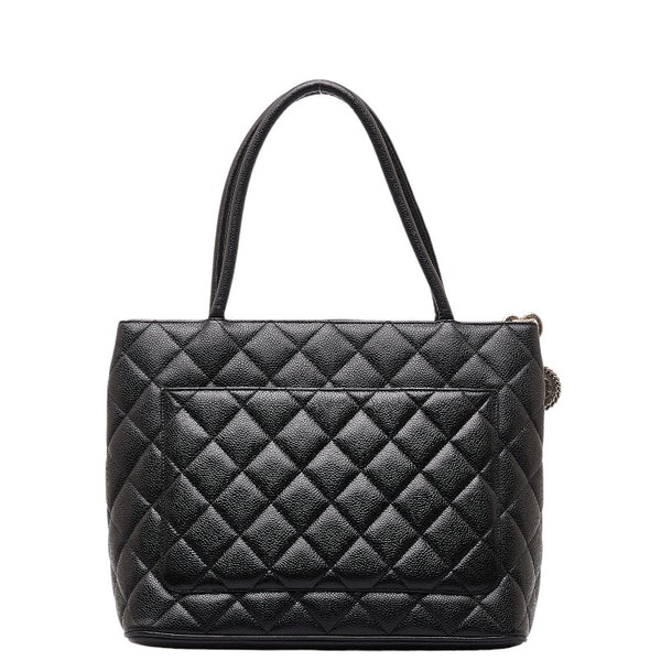 シャネル ココマーク 復刻 トートバッグ ハンドバッグ ブラック シルバー キャビアスキン レディース CHANEL 【中古】