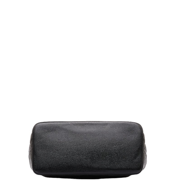 シャネル ココマーク 復刻 トートバッグ ハンドバッグ ブラック シルバー キャビアスキン レディース CHANEL 【中古】