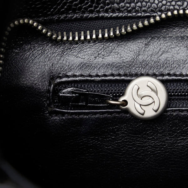 シャネル ココマーク 復刻 トートバッグ ハンドバッグ ブラック シルバー キャビアスキン レディース CHANEL 【中古】