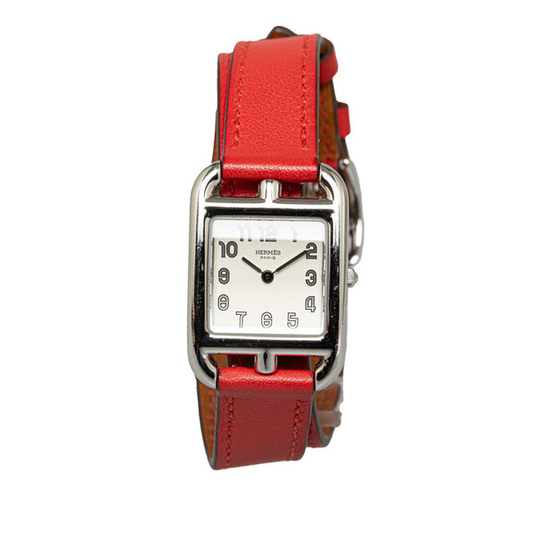 エルメス ケープコッド ドゥブルトゥール 腕時計 CC1.210 クオーツ ステンレススチール レザー レディース HERMES 【中古】
