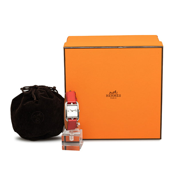 エルメス ケープコッド ドゥブルトゥール 腕時計 CC1.210 クオーツ ステンレススチール レザー レディース HERMES 【中古】