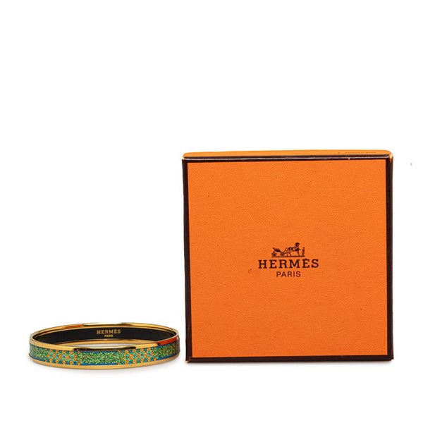 エルメス エマイユPM 七宝焼き バングル ゴールド グリーン マルチカラー メッキ レディース HERMES 【中古】