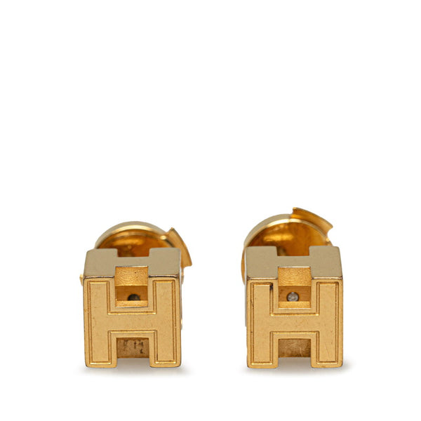 エルメス カージュドアッシュ Ｈキューブ スタッド ピアス ゴールド メッキ レディース HERMES 【中古】