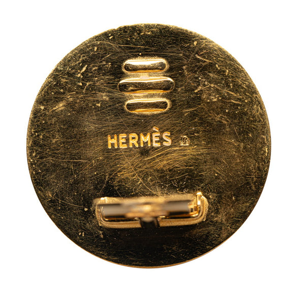 エルメス エマイユ 七宝焼き イヤリング ゴールド ブルー メッキ レディース HERMES 【中古】