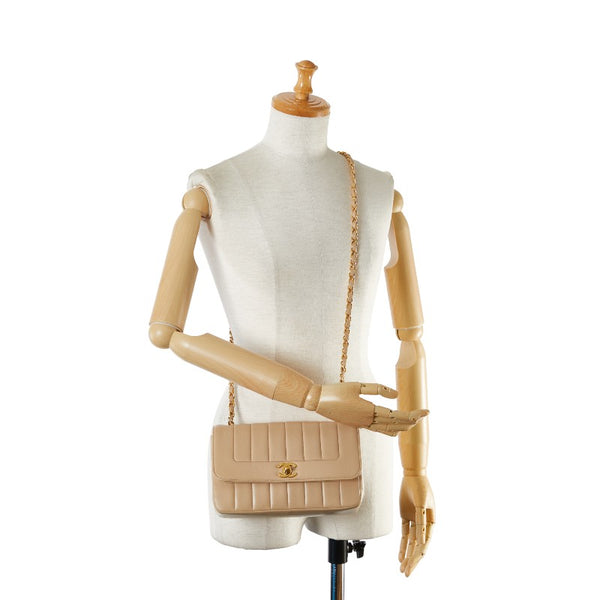 シャネル マドモアゼル チェーンショルダーバッグ ベージュ レザー レディース CHANEL 【中古】
