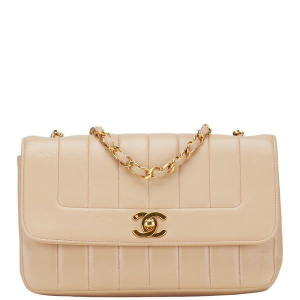 シャネル マドモアゼル チェーンショルダーバッグ ベージュ レザー レディース CHANEL 【中古】
