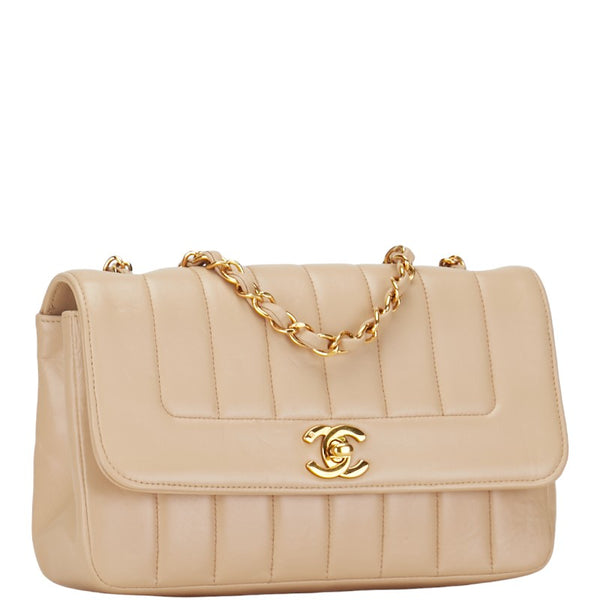 シャネル マドモアゼル チェーンショルダーバッグ ベージュ レザー レディース CHANEL 【中古】