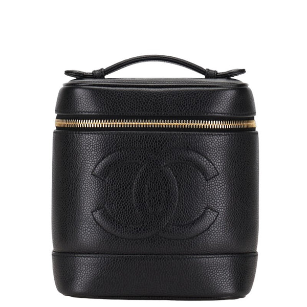 シャネル デカココマーク ハンドバッグ バニティバッグ ヴァニティバッグ ブラック キャビアスキン レディース CHANEL 【中古】