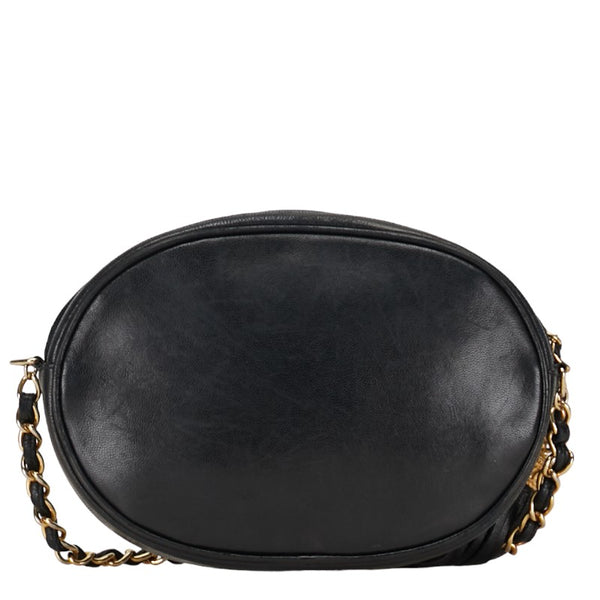 シャネル デカココマーク フリンジ  斜め掛け チェーン ショルダーバッグ ブラック レザー レディース CHANEL 【中古】