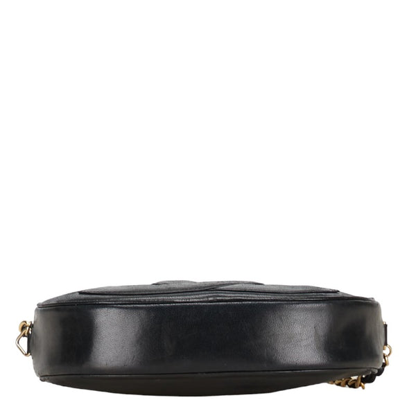 シャネル デカココマーク フリンジ  斜め掛け チェーン ショルダーバッグ ブラック レザー レディース CHANEL 【中古】