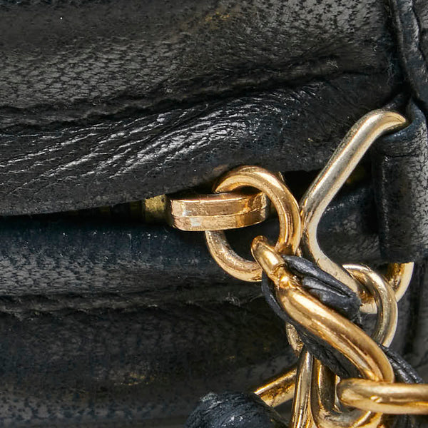 シャネル デカココマーク フリンジ  斜め掛け チェーン ショルダーバッグ ブラック レザー レディース CHANEL 【中古】