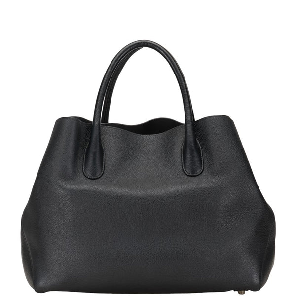 ディオール ロゴチャーム オープンバー ハンドバッグ トートバッグ ブラック レザー レディース Dior 【中古】
