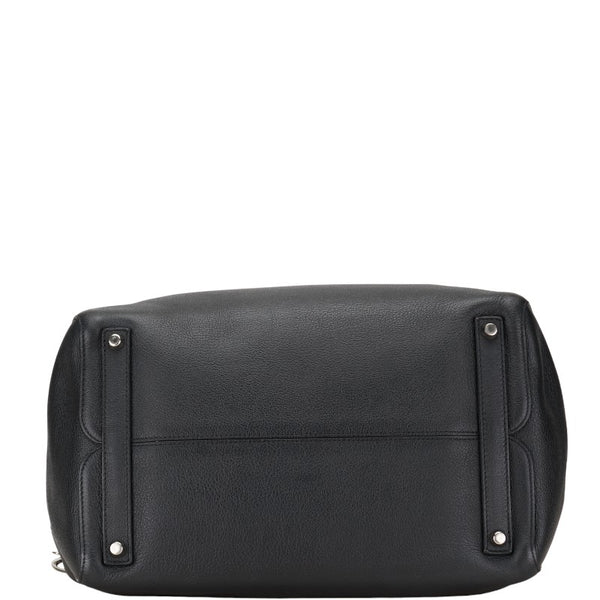ディオール ロゴチャーム オープンバー ハンドバッグ トートバッグ ブラック レザー レディース Dior 【中古】