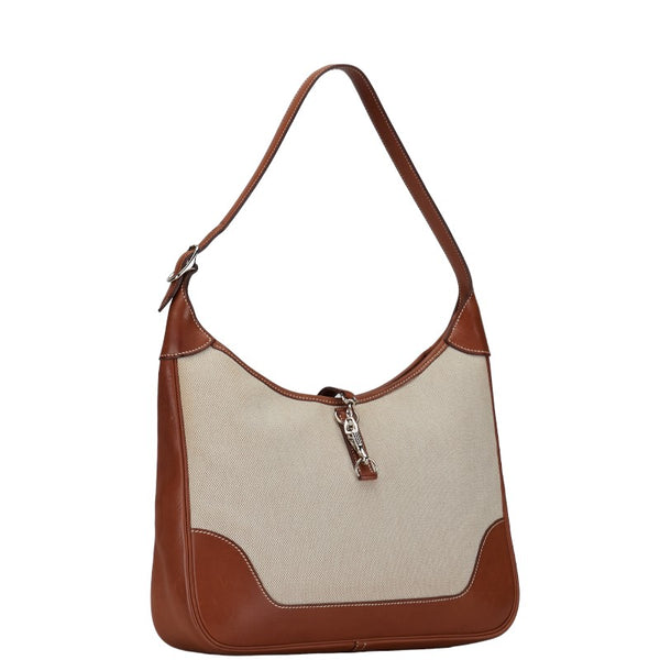 エルメス トリム31 ワンショルダーバッグ ベージュ ブラウン トワルアッシュ レディース HERMES 【中古】