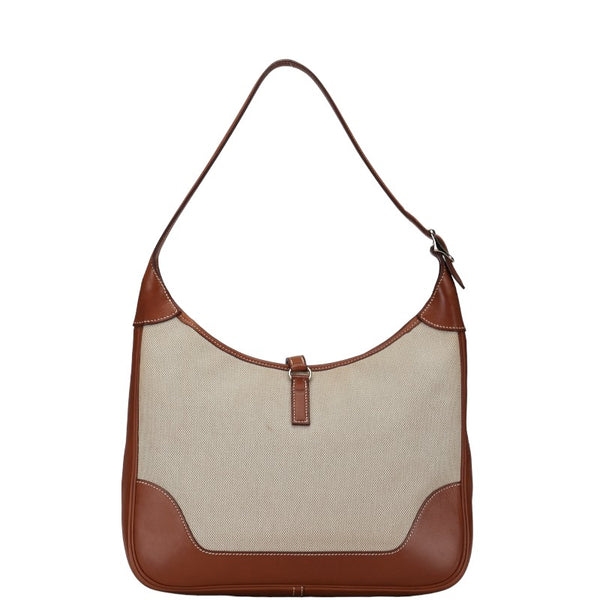 エルメス トリム31 ワンショルダーバッグ ベージュ ブラウン トワルアッシュ レディース HERMES 【中古】