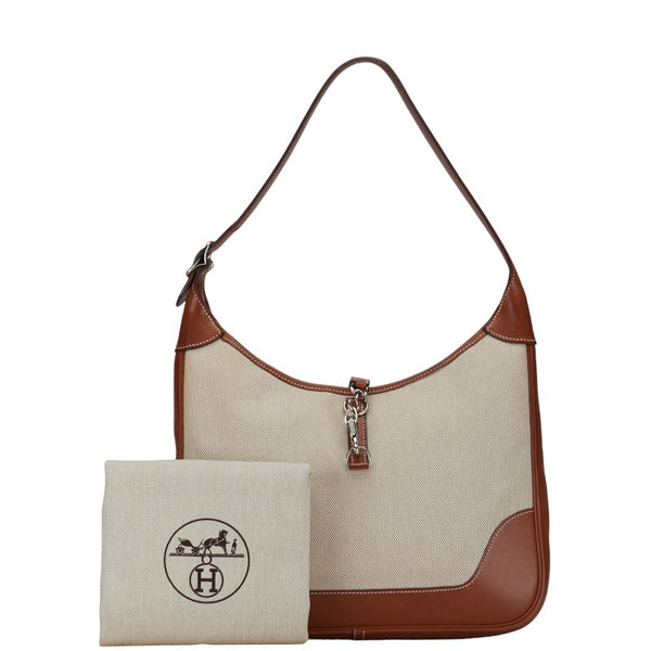 エルメス トリム31 ワンショルダーバッグ ベージュ ブラウン トワルアッシュ レディース HERMES 【中古】