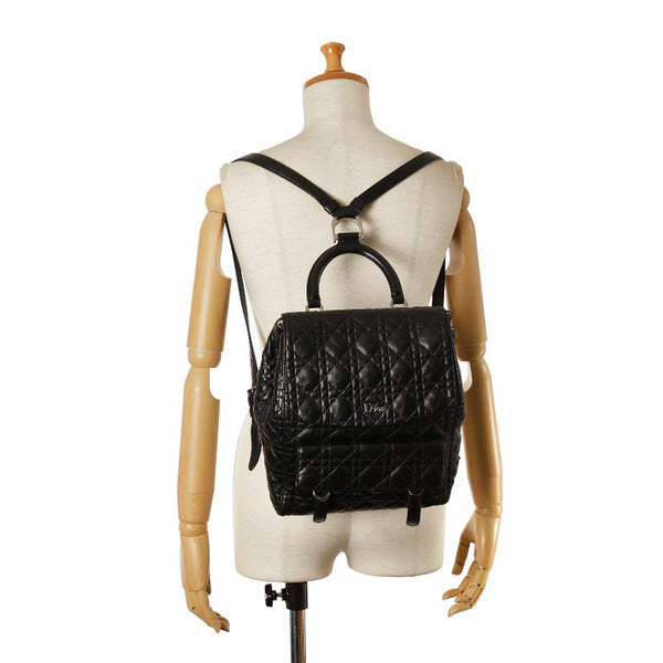 ディオール カナージュ ロゴ リュック バックパック ブラック ラムスキン レディース Dior 【中古】
