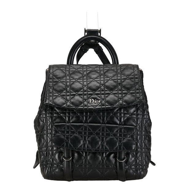 ディオール カナージュ ロゴ リュック バックパック ブラック ラムスキン レディース Dior 【中古】