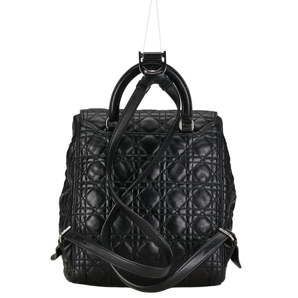ディオール カナージュ ロゴ リュック バックパック ブラック ラムスキン レディース Dior 【中古】