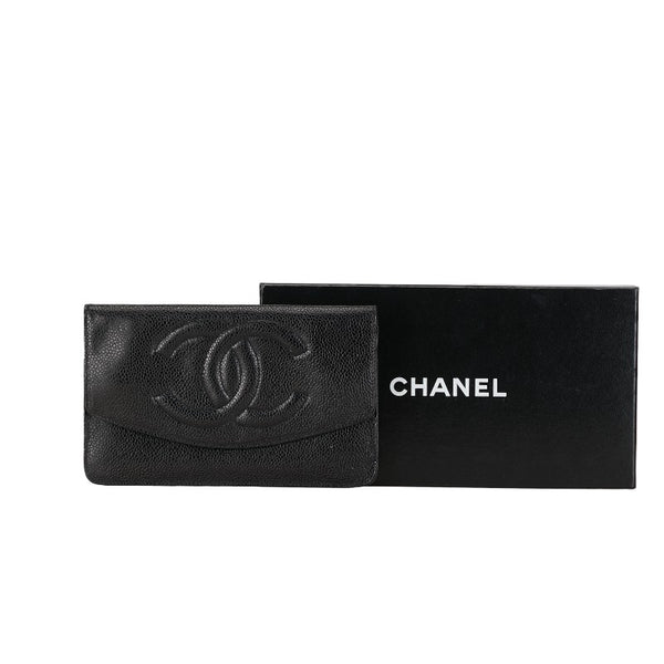 シャネル ココマーク 長財布 ブラック キャビアスキン レディース CHANEL 【中古】