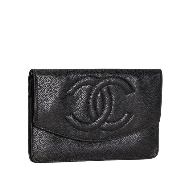 シャネル ココマーク 長財布 ブラック キャビアスキン レディース CHANEL 【中古】