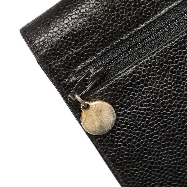 シャネル ココマーク 長財布 ブラック キャビアスキン レディース CHANEL 【中古】