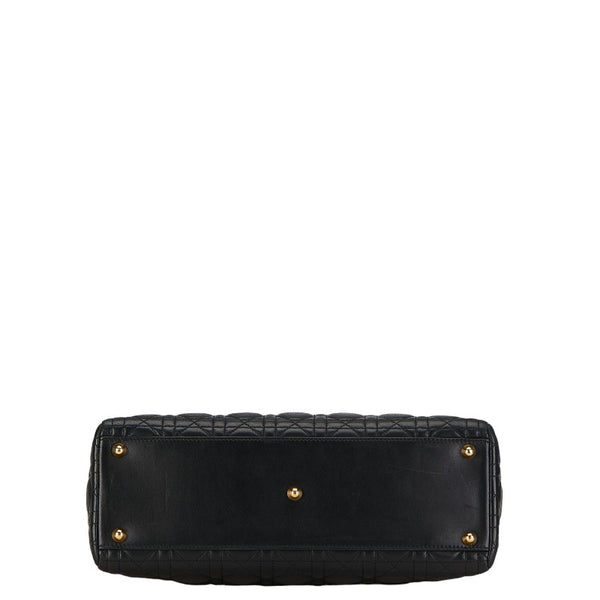ディオール レディディオール カナージュ ラージ ハンドバッグ ショルダーバッグ 2WAY ブラック ラムスキン レディース Dior 【中古】