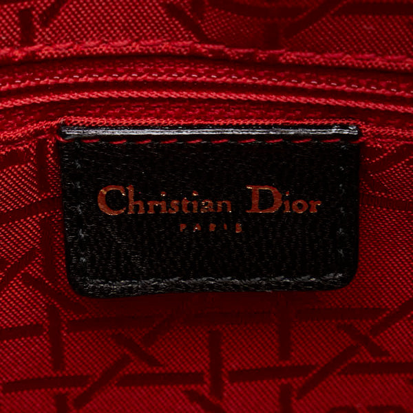 ディオール レディディオール カナージュ ラージ ハンドバッグ ショルダーバッグ 2WAY ブラック ラムスキン レディース Dior 【中古】