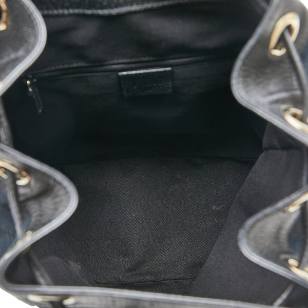 グッチ GGキャンバス リュック バックパック 141642 ネイビー ブラック キャンバス レザー レディース GUCCI 【中古】