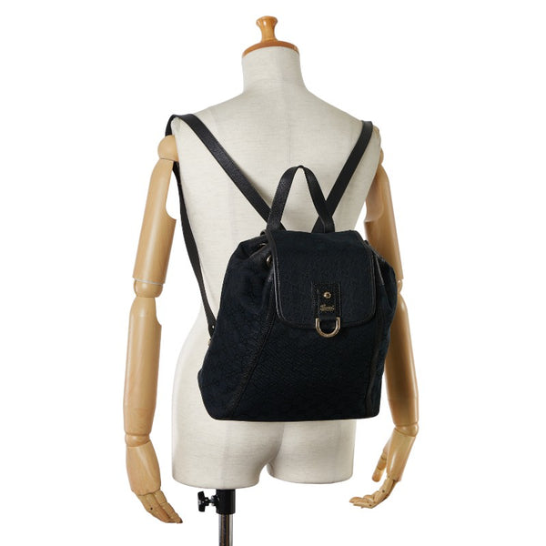 グッチ GGキャンバス リュック バックパック 141642 ネイビー ブラック キャンバス レザー レディース GUCCI 【中古】