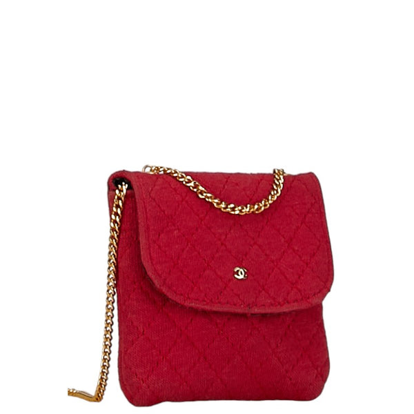 シャネル ココマーク ショルダーバッグ ピンク ゴールド コットン レディース CHANEL 【中古】