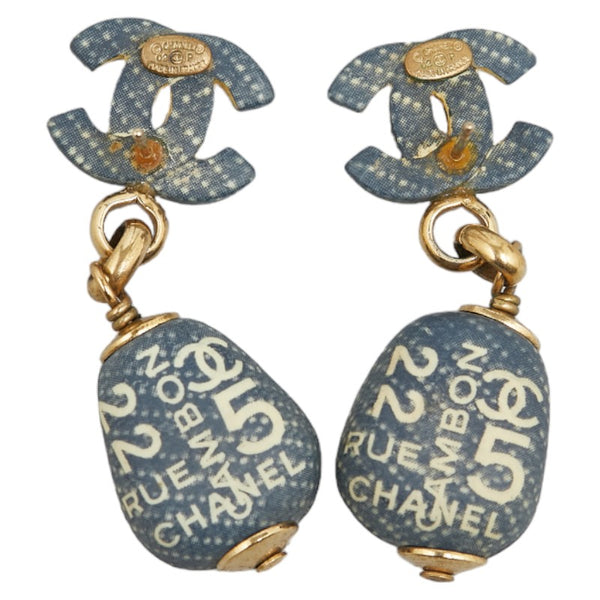 シャネル NO.5 カンボン ココマーク スイングピアス ネイビー ゴールド メッキ レディース CHANEL 【中古】