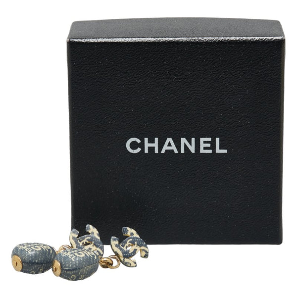 シャネル NO.5 カンボン ココマーク スイングピアス ネイビー ゴールド メッキ レディース CHANEL 【中古】