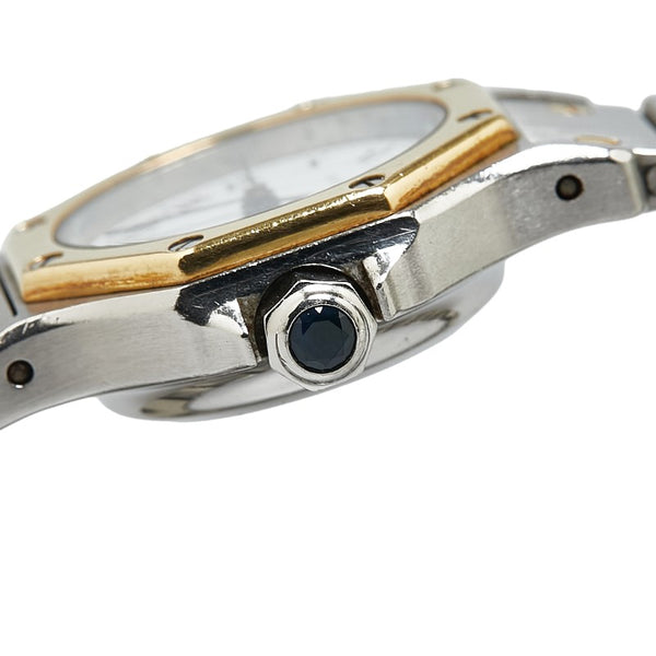 カルティエ サントス オクタゴンSM 腕時計 187903 自動巻き ホワイト文字盤 ステンレススチール K18YG イエローゴールド レディース CARTIER 【中古】