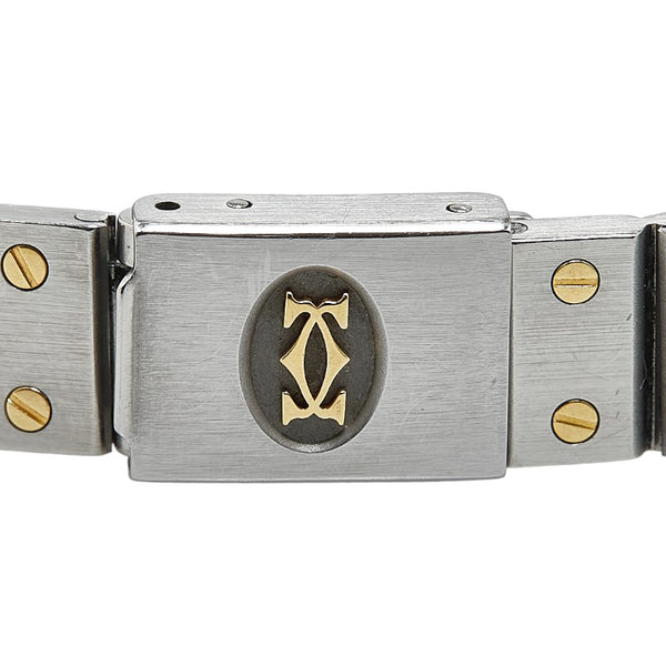 カルティエ サントス オクタゴンSM 腕時計 187903 自動巻き ホワイト文字盤 ステンレススチール K18YG イエローゴールド レディース CARTIER 【中古】