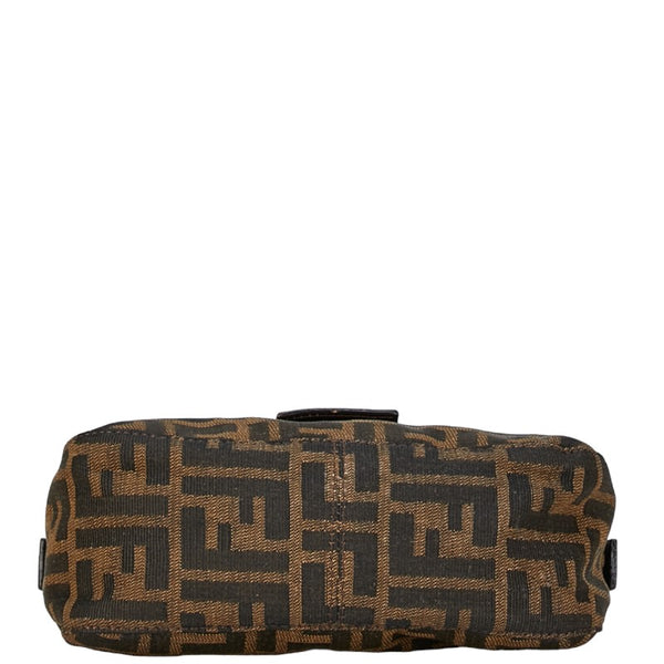 フェンディ ズッカ ミニクロワッサン ショルダーバッグ ブラウン キャンバス レザー レディース FENDI 【中古】