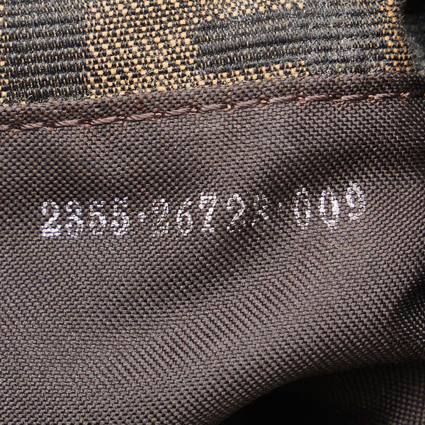 フェンディ ズッカ ミニクロワッサン ショルダーバッグ ブラウン キャンバス レザー レディース FENDI 【中古】