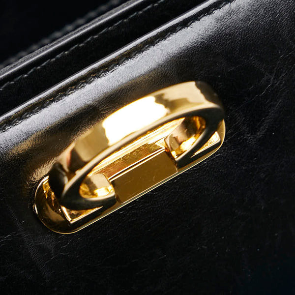 サルヴァトーレフェラガモ ガンチーニ ハンドバッグ ショルダーバッグ 2WAY ブラック レザー レディース Salvatore Ferragamo 【中古】