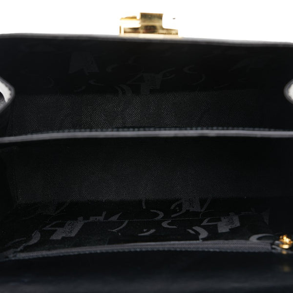 サルヴァトーレフェラガモ ガンチーニ ハンドバッグ ショルダーバッグ 2WAY ブラック レザー レディース Salvatore Ferragamo 【中古】